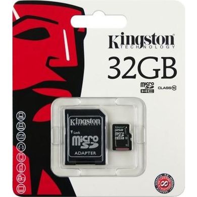 Карта пам'яті Kingston 32 GB microSDHC class 10 + SD Adapter